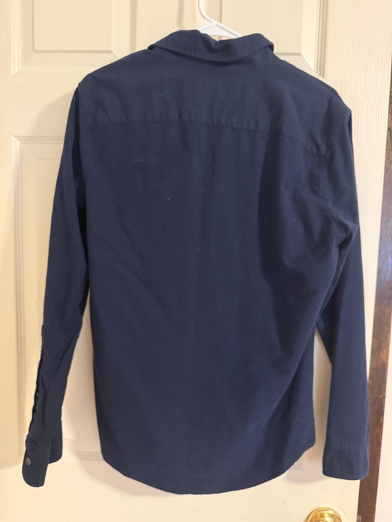 Abercrombie & Fitch Navy Long-Sleeve Button-Down with Moose Logo - Picture 2 of 3